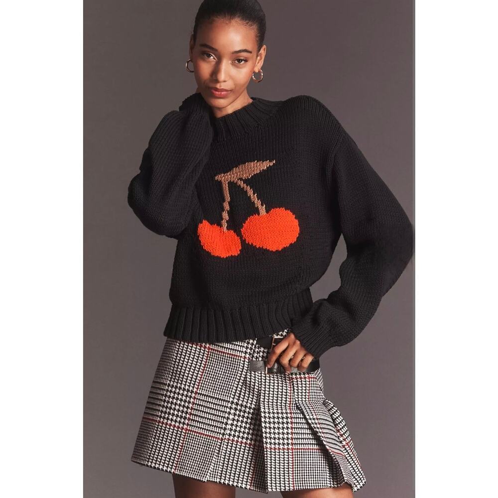 NWT Anthropologie Maeve The Pippa Icon Cherry Sweater. Size M. Ret $118